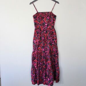 Everett Black Floral Midi Dress w/ Pockets, Cinch Back, Small